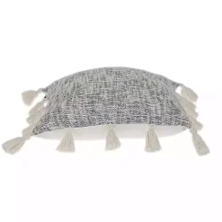 Blue Woven Texture Tassel Pillow