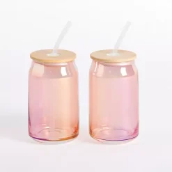 Blush Glass Can Tumblers, Set of 2
