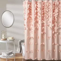 Blush Riley Cascading Bows Shower Curtain
