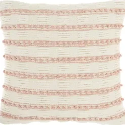 Blush Woven Knotted Stripes Throw Pillow