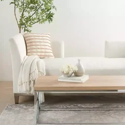 Blush Woven Knotted Stripes Throw Pillow