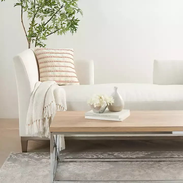 Blush Woven Knotted Stripes Throw Pillow