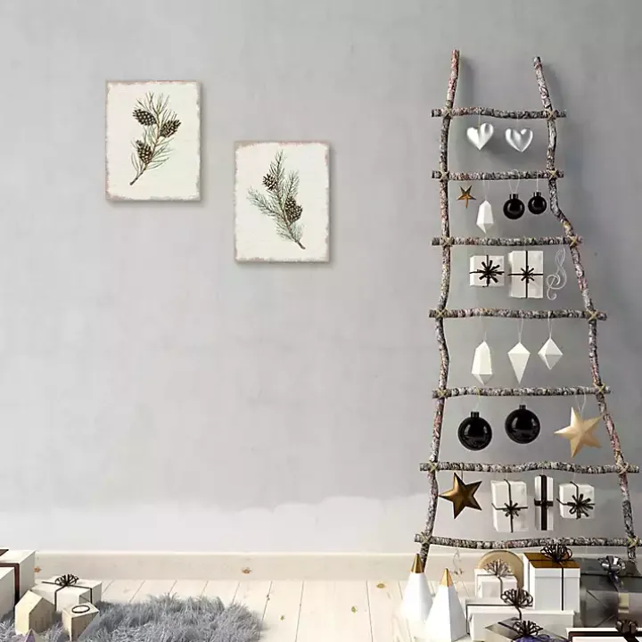 Botanical Pine Spruce Canvas Art Prints, Set of 2