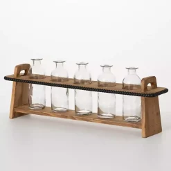 Bottle Vase Runner with Wooden Stand