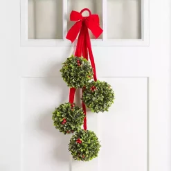 Boxwood and Red Berry Christmas Swag