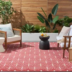 Brick & Ivory Quatrefoil Indoor/Outdoor Rug, 5x7