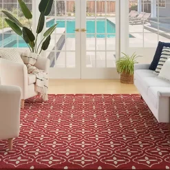 Brick & Ivory Quatrefoil Indoor/Outdoor Rug, 8x10