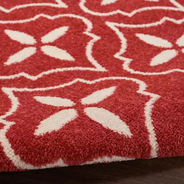 Brick & Ivory Quatrefoil Indoor/Outdoor Rug, 5x7