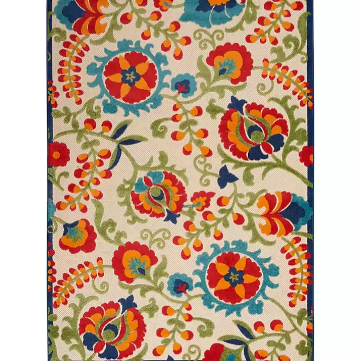 Bright Abstract Floral Outdoor Area Rug, 5x7