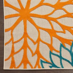 Bright Red Floral Burst Outdoor Area Rug, 6x9