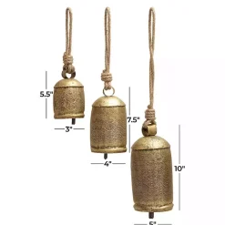 Bronze Metal Hanging Bells, Set of 3