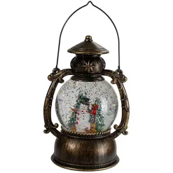 Bronze Snowman and Trees Snow Globe