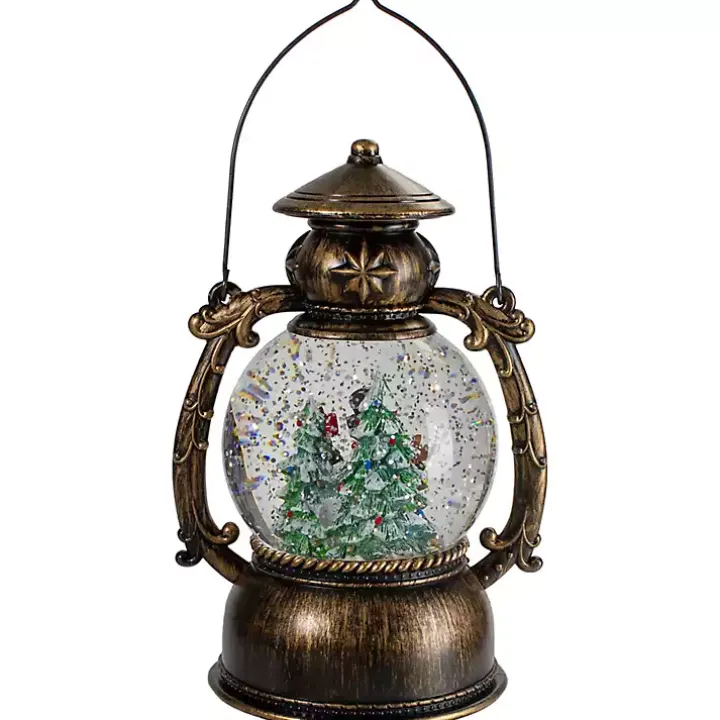 Bronze Snowman and Trees Snow Globe