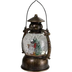 Bronze Snowman and Trees Snow Globe