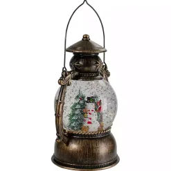 Bronze Snowman and Trees Snow Globe