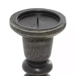 Bronze Wood Column Candle Holders, Set of 3