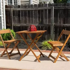 Brown Acacia Wood 3-pc. Bistro Set