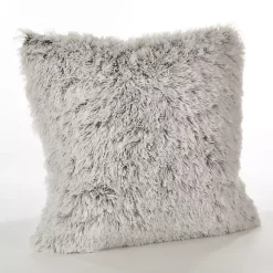 Brown and White Faux Fur Pillow