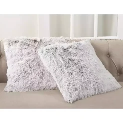 Brown and White Faux Fur Pillow