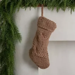 Brown Chunky Knit Christmas Stocking