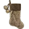 Brown Fur and Corduroy Pom Stocking