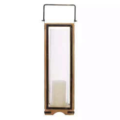 Brown Mango Wood Frame Lantern, 31 in.
