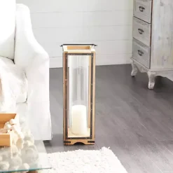 Brown Mango Wood Frame Lantern, 31 in.