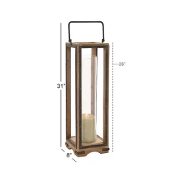 Brown Mango Wood Frame Lantern, 31 in.
