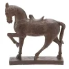 Brown Polystone Prancing Horse Statue