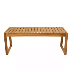 Brown Teak Wood Slatted Outdoor Coffee Table