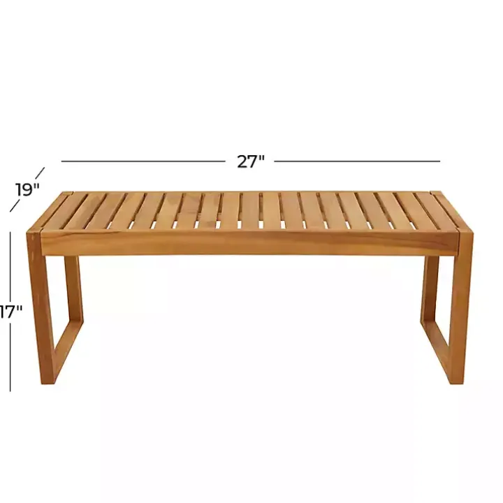 Brown Teak Wood Slatted Outdoor Coffee Table