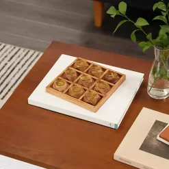 Brown Wood and Gold Tic Tac Toe Game Set