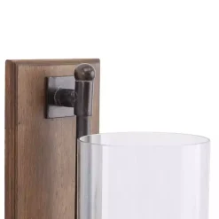 Brown Wood Sconce with Glass Holder