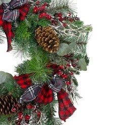 Buffalo Check Plaid Ribbon Holiday Wreath