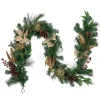 Burlap Poinsettias and Moss Balls Garland