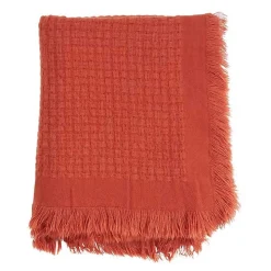 Burnt Orange Waffle Weave Throw Blanket