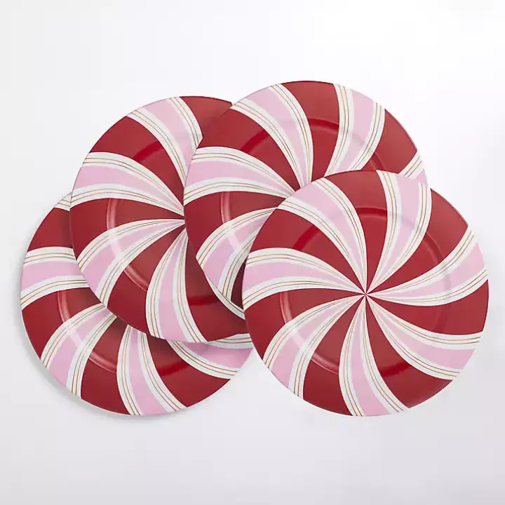 Candy Cane Christmas Chargers, Set of 4
