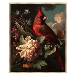 Cardinal Floral Dutch Framed Canvas Art Print
