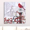 Cardinal on a Gatepost Canvas Art Print