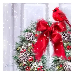 Cardinal on a Wreath Canvas Art Print