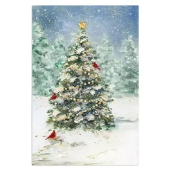 Cardinals on Tree Small Canvas Art Print