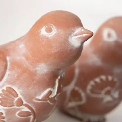 Carved Terracotta Bird Figurines, Set of 2