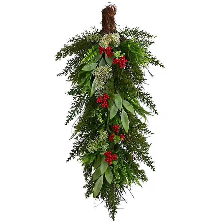 Cedar and Eucalyptus Berry Teardrop Swag