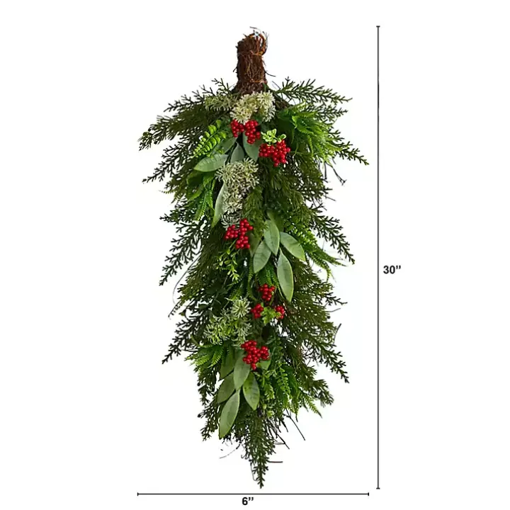Cedar and Eucalyptus Berry Teardrop Swag