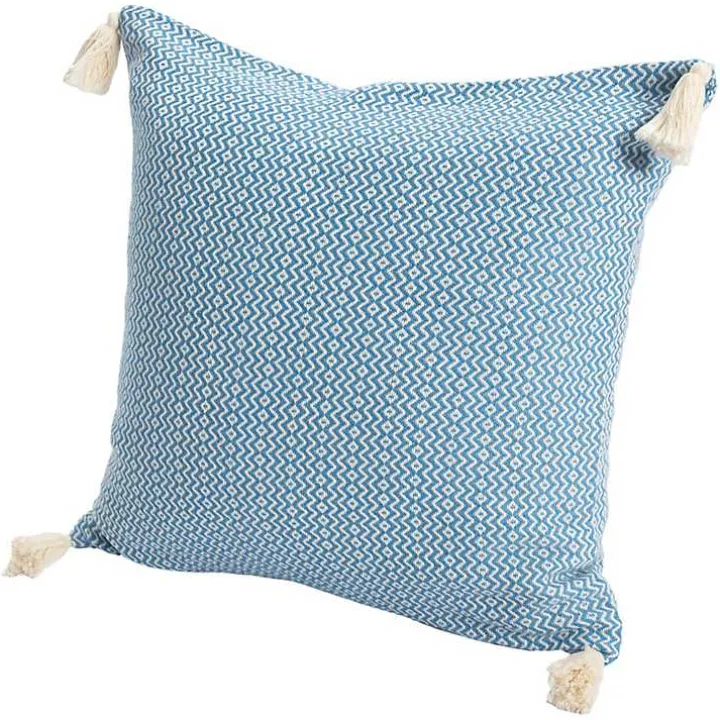 Cerulean Chevron Organic Cotton Throw Pillow