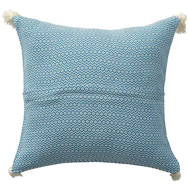 Cerulean Chevron Organic Cotton Throw Pillow