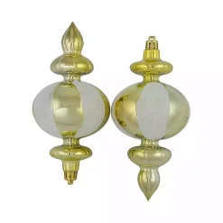 Champagne and White Finial Ornaments, Set of 8