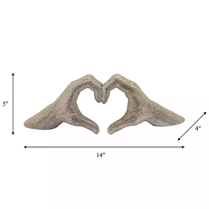 Champagne Heart Hands Ceramic Statue