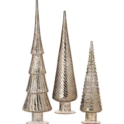 Champagne Mercury Glass Christmas Trees, Set of 3