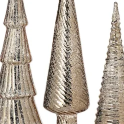 Champagne Mercury Glass Christmas Trees, Set of 3